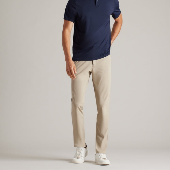 Rhone Beige Textured Slim Fit Pants Size 28